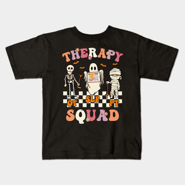 Retro Therapy Squad SLP OT PT Team Halloween Speech Physical Kids T-Shirt by James Green